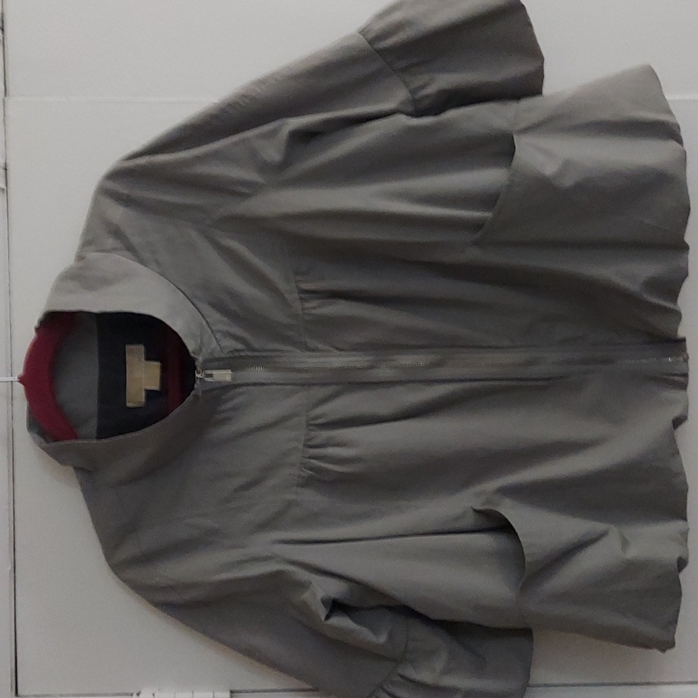 VINTAGE Michael Kors grey balloon sleeve Pleated  zip cropped Jacket XL